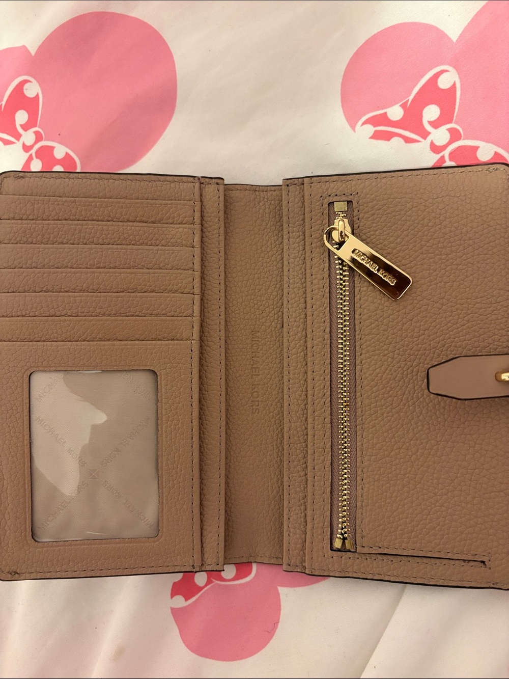 Tan Leather Michael Kors Wallet with Gold Padlock Accent - Picture 2 of 8